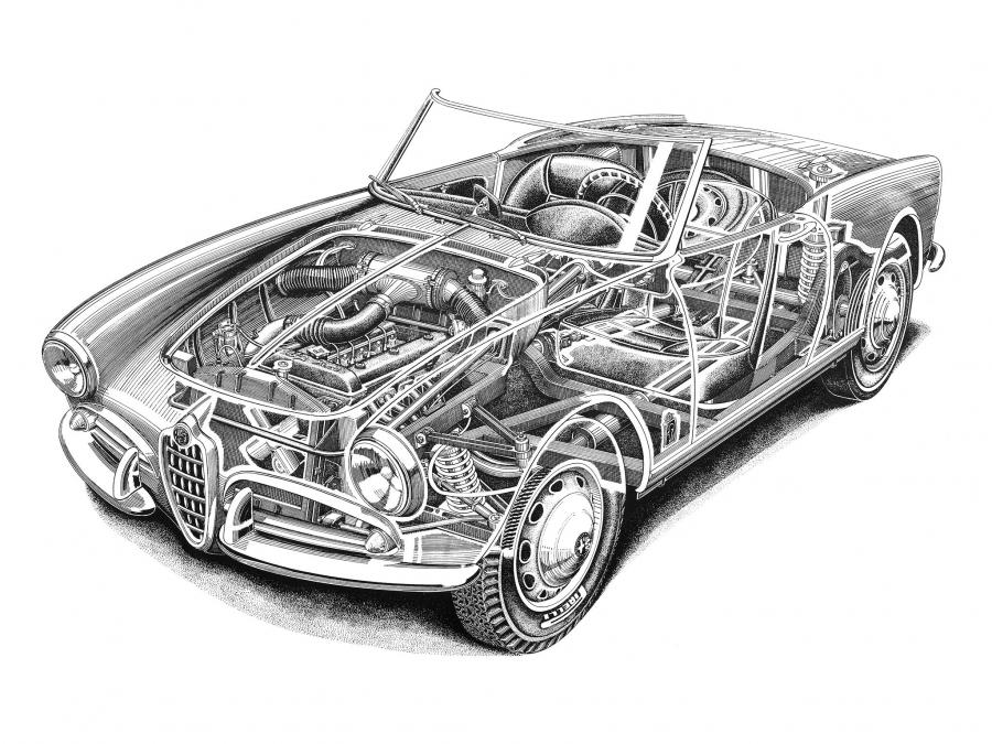 Схема Alfa Romeo Giulietta Spider (101) 1958 года  (фото 19 из 20)